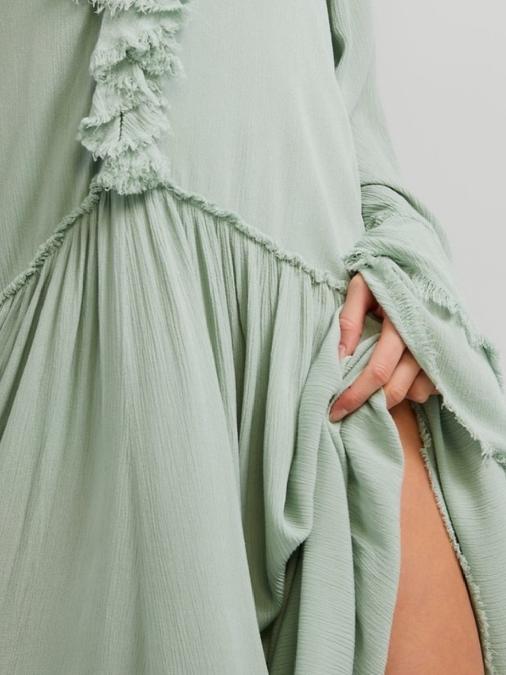 Free People sweet darlin Sage Green Textured Maxi Dress XL - Picture 3 of 15